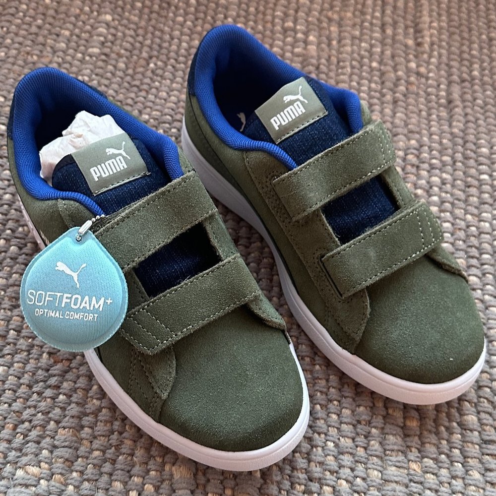 Green Suede Puma Velcro Sneakers (NWT)